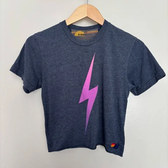 Aviator Nation Bolt boyfriend tee Blue Size XS EUC - Picture 5 of 9